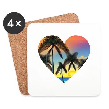 Sommerurlaub Insel Palmen Strand Sonne Palme - Untersetzer (4er-Set) - Weiß - Vorne