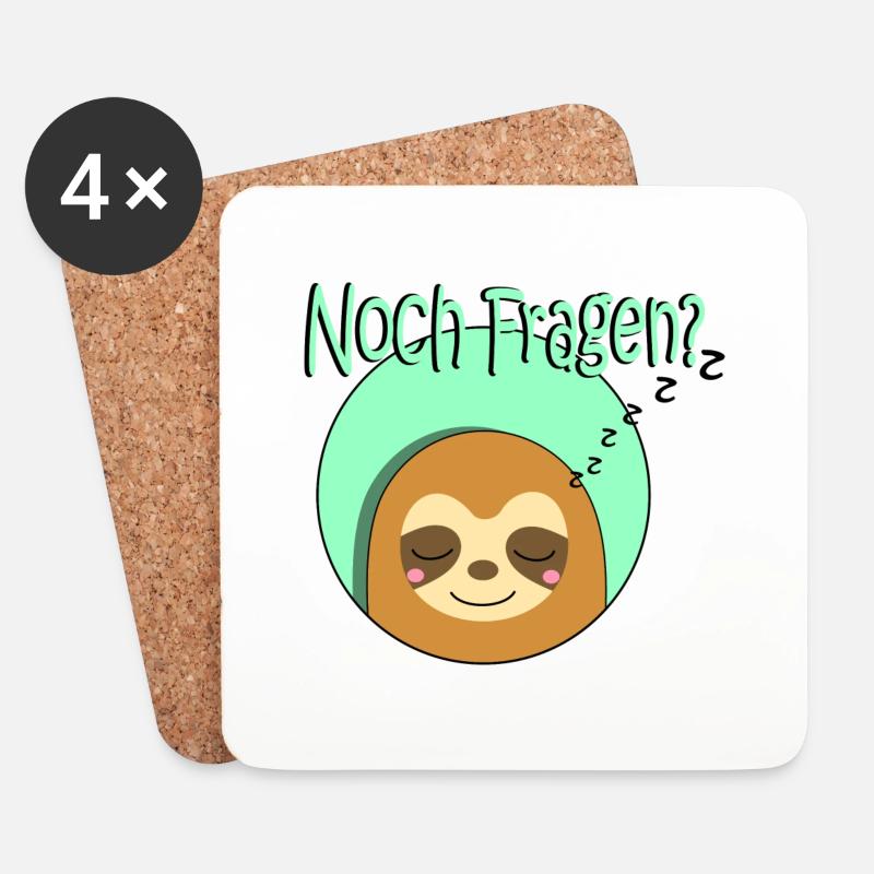 Noch Fragen? Faultier schläft...zzzZZZZ - Untersetzer (4er-Set) - Weiß