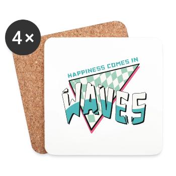 Happiness comes in waves Sommer Strand Retro Surf - Untersetzer (4er-Set) - Weiß - Vorne