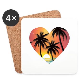 Vacances d’été Palm Beach Palm Islands Island Sun - Dessous de verre (lot de 4) - blanc - Devant