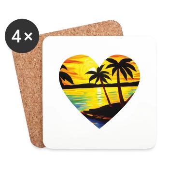 Palmier Soleil Palm Islands Island Plage de vacances d’été - Dessous de verre (lot de 4) - blanc - Devant