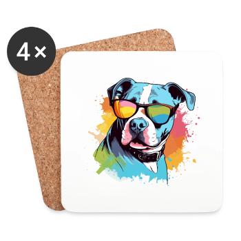 Roxo le bouledogue - Dessous de verre (lot de 4) - blanc - Devant
