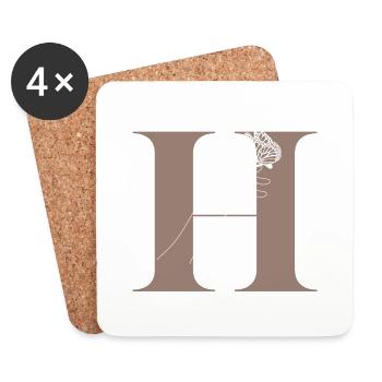 Buchstabe H Magischer Schmetterling - Untersetzer (4er-Set) - Weiß - Vorne