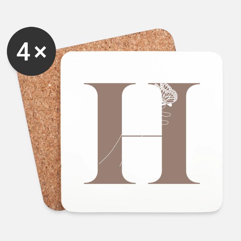 Buchstabe H Magischer Schmetterling - Untersetzer (4er-Set) - Weiß
