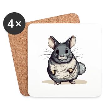 Mikai the chinchilla - Coasters (set of 4) - white - Front