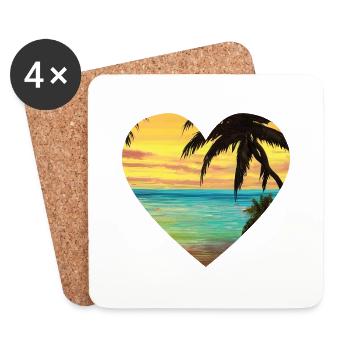 Palme Strand Palmen Sommerurlaub Insel Sonne - Untersetzer (4er-Set) - Weiß - Vorne