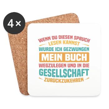 Wenn du diesen Spruch lesen kannst... - Untersetzer (4er-Set) - Weiß - Vorne