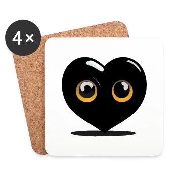 Black cartoon heart - Coasters (set of 4) - white - Front