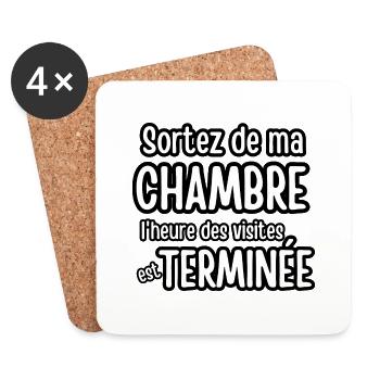 sortez de ma chambre - Dessous de verre (lot de 4) - blanc - Devant