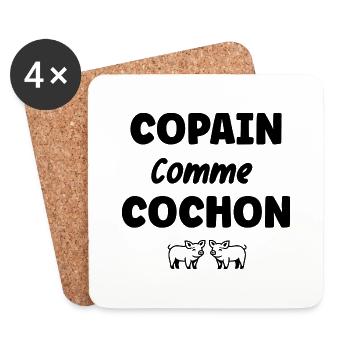 Copain comme cochon - Dessous de verre (lot de 4) - blanc - Devant