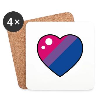 Herz (Bisexuelle Flagge) - Untersetzer (4er-Set) - Weiß - Vorne