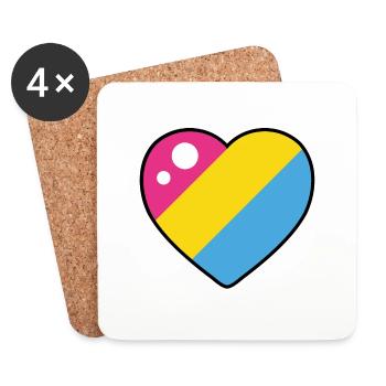 Heart (Pansexual Flag) - Coasters (set of 4) - white - Front