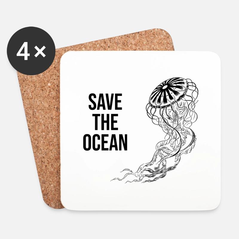 Save the Ocean - Untersetzer (4er-Set) - Weiß