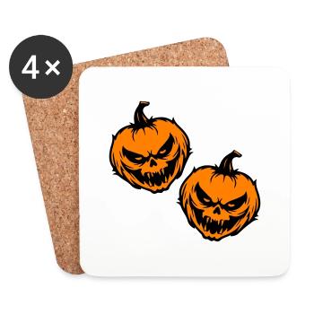 Grimace de citrouille Halloween effrayant - Dessous de verre (lot de 4) - blanc - Devant