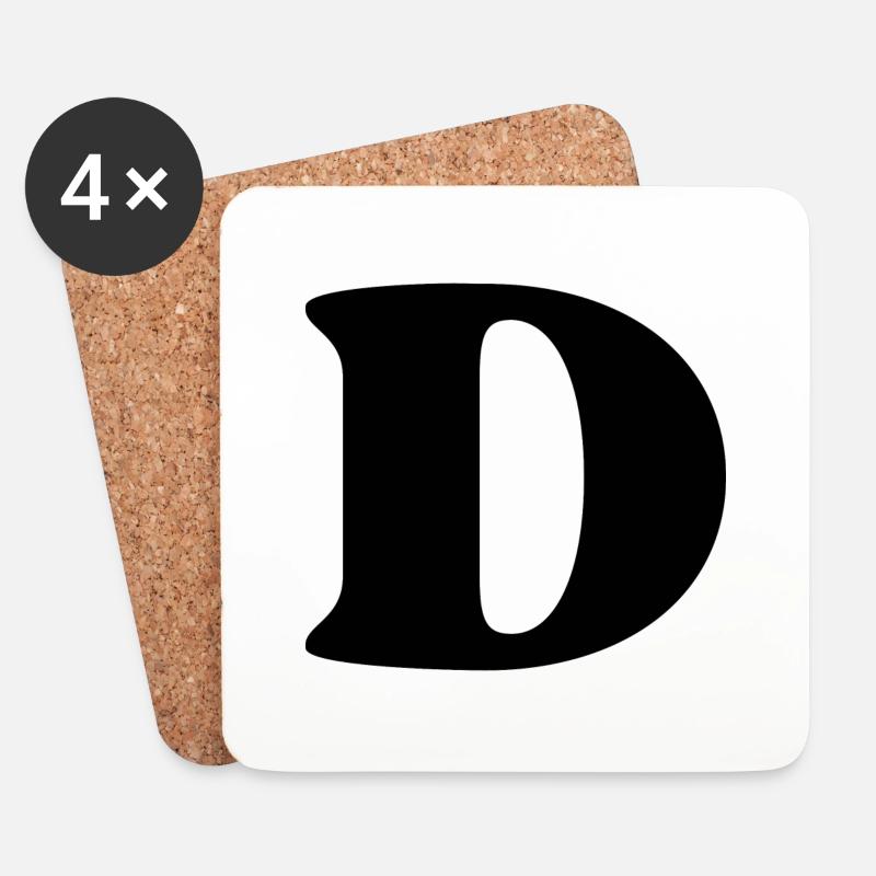 Buchstabe d - Untersetzer (4er-Set) - Weiß