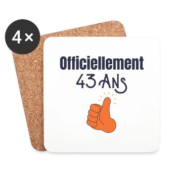 Officiellement 43 Ans - Dessous de verre (lot de 4) - blanc - Devant
