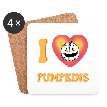 Ich liebe Kürbisse Halloween Spooky Horror Face - Untersetzer (4er-Set) - Weiß - Vorne