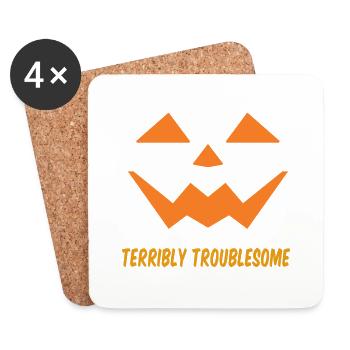 Halloween Pumpkin Jack O Lantern Scary Pumpkins - Coasters (set of 4) - white - Front