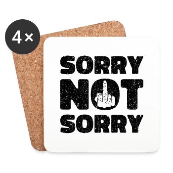 Sorry Not Sorry. Ironic and Funny Design - Coasters (set of 4) - white - Front