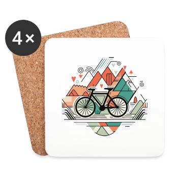 Minimalistische Fahrradlinien - Untersetzer (4er-Set) - Weiß - Vorne