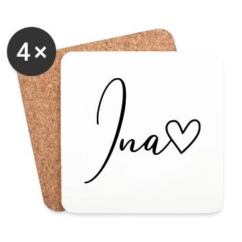 Ina Surname First Name Girl - Coasters (set of 4) - white - Front