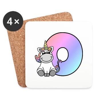 Unicorn Letter O - Coasters (set of 4) - white - Front