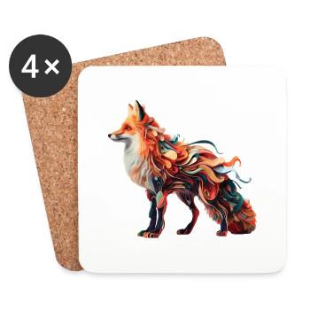 Farbenfroher abstrakter Fuchs - Untersetzer (4er-Set) - Weiß - Vorne