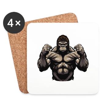 Musculation Gorilla Muscles - Dessous de verre (lot de 4) - blanc - Devant