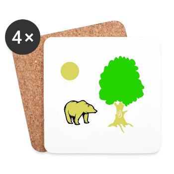 Arbre à ours - Dessous de verre (lot de 4) - blanc - Devant