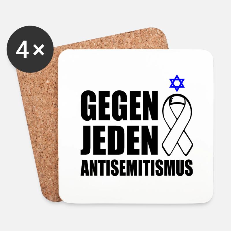 Gegen jeden antisemitismus - Untersetzer (4er-Set) - Weiß
