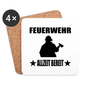Feuerwehr - Untersetzer (4er-Set) - Weiß - Vorne