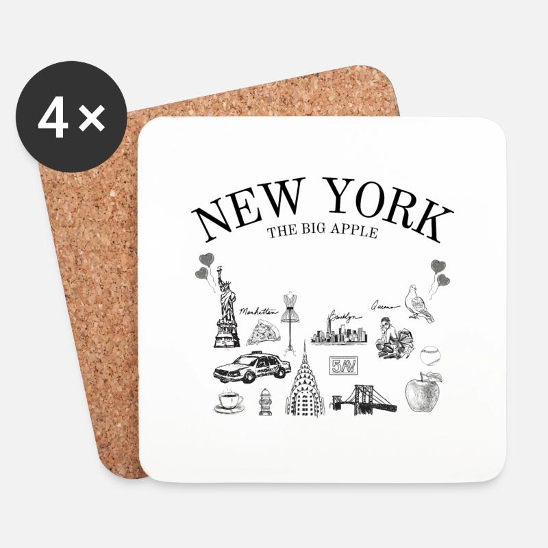 New York City - Freiheitsstatue - NYC - Manhattan - Untersetzer (4er-Set) - Weiß
