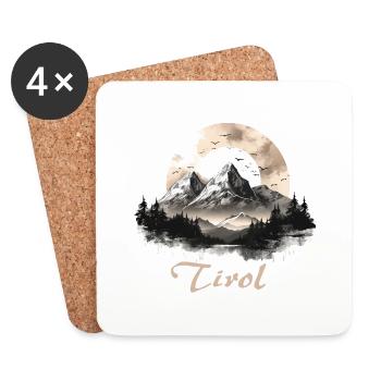 Motif tyrol avec des montagnes pour les Tyroliens - Dessous de verre (lot de 4) - blanc - Devant