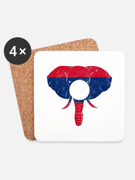 Laos Lao Laotian Flag Elephant Lao I Gift - Coasters (set of 4) - white