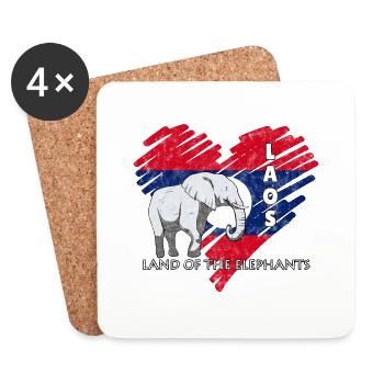 Laos Lao Laotian Flag Elephant Lao I Gift - Coasters (set of 4) - white - Front