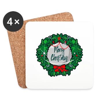 Christmas Wreath MerryChristmas without - Coasters (set of 4) - white - Front