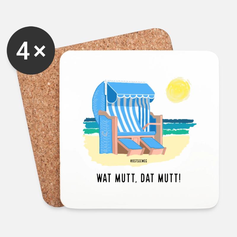 Wat mutt, dat mutt! - Untersetzer (4er-Set) - Weiß