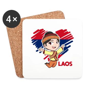 Laos Laote Laotian filles robe Lao I cadeau - Dessous de verre (lot de 4) - blanc - Devant