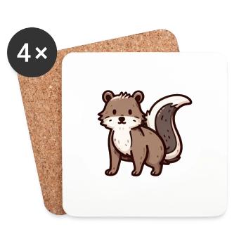 Mouffette mignonne brune - Dessous de verre (lot de 4) - blanc - Devant