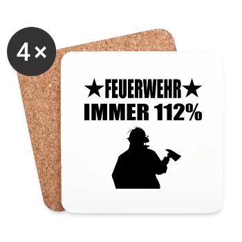 Feuerwehr - Untersetzer (4er-Set) - Weiß - Vorne