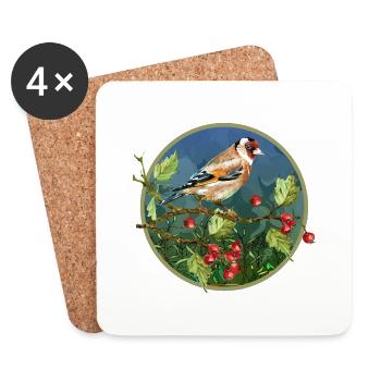Oiseau coloré - Dessous de verre (lot de 4) - blanc - Devant