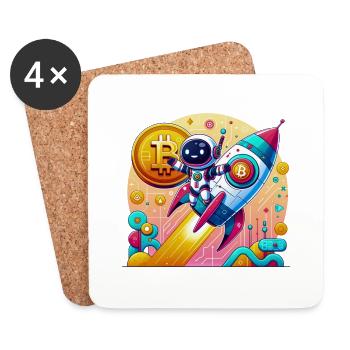 Futuristic Fusion! 🤖💰 AI Meets Bitcoin - Coasters (set of 4) - white - Front
