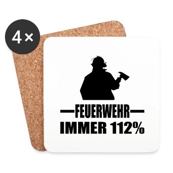 Feuerwehr - Untersetzer (4er-Set) - Weiß - Vorne