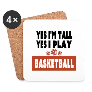 yes I play basketball Funny Retro Vintage player - Coasters (set of 4) - white - Front