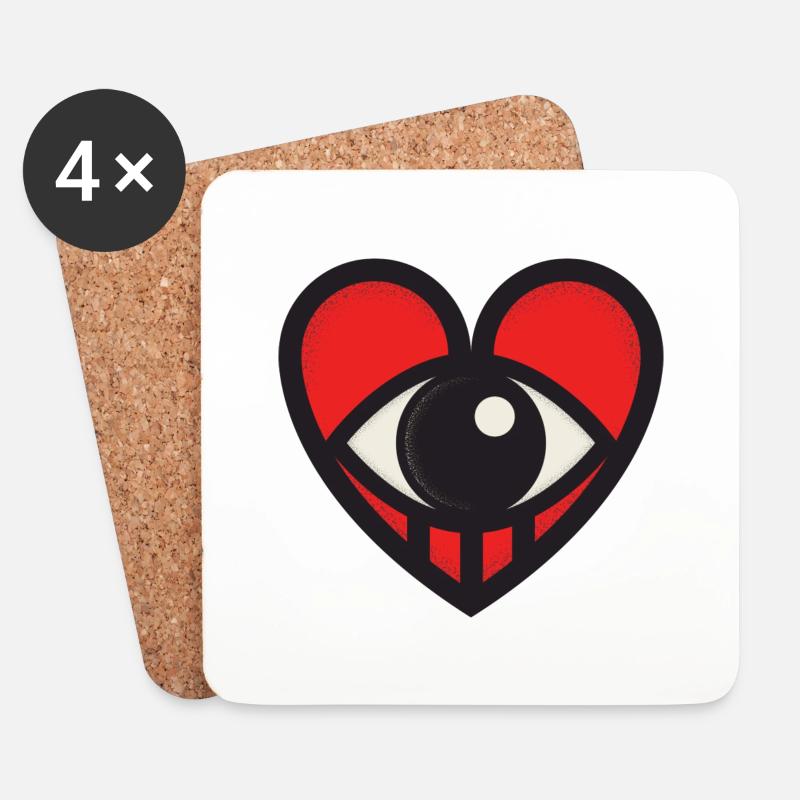 Herz Logo - Untersetzer (4er-Set) - Weiß