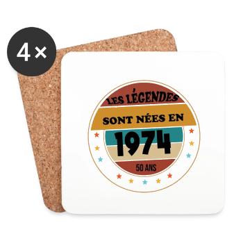 Millésime 1974 Cadeau 50 Ans Homme Anniversaire - Dessous de verre (lot de 4) - blanc - Devant