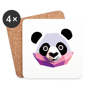 Panda Low Poly - Untersetzer (4er-Set) - Weiß - Vorne