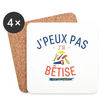 J peux pas j ai bêtise avec mon parrain - Dessous de verre (lot de 4) - blanc - Devant