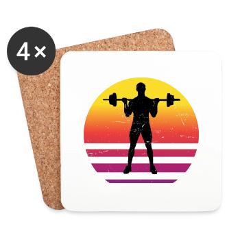 Krafttraining Damen Ausdauertraining Herren - Untersetzer (4er-Set) - Weiß - Vorne