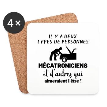 Il y a deux types de personnes : Mécatronicien - Dessous de verre (lot de 4) - blanc - Devant